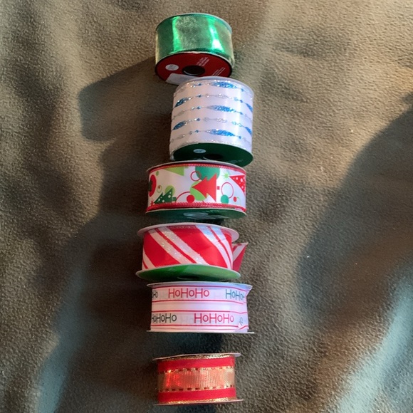 Lot of 15 Christmas ribbons. Not all entire rolls. See pictures for variety. - Picture 3 of 4